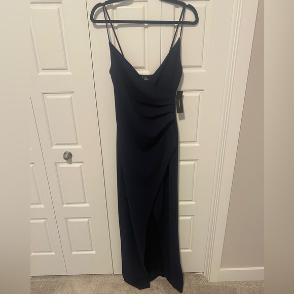 Lulus Sweetest Admirer Navy Blue Ruched Surplice Maxi Dress new with tags - Picture 5 of 5